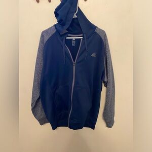 Adidas Men's Zip-Up Hoodie in Navy and Gray
